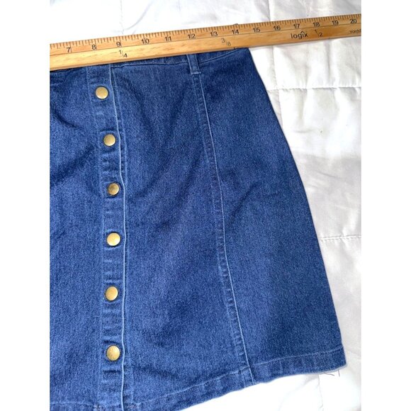 Forever 21 Womens Blue Denim Button-Front A-Line Skirt Size M - Picture 5 of 5